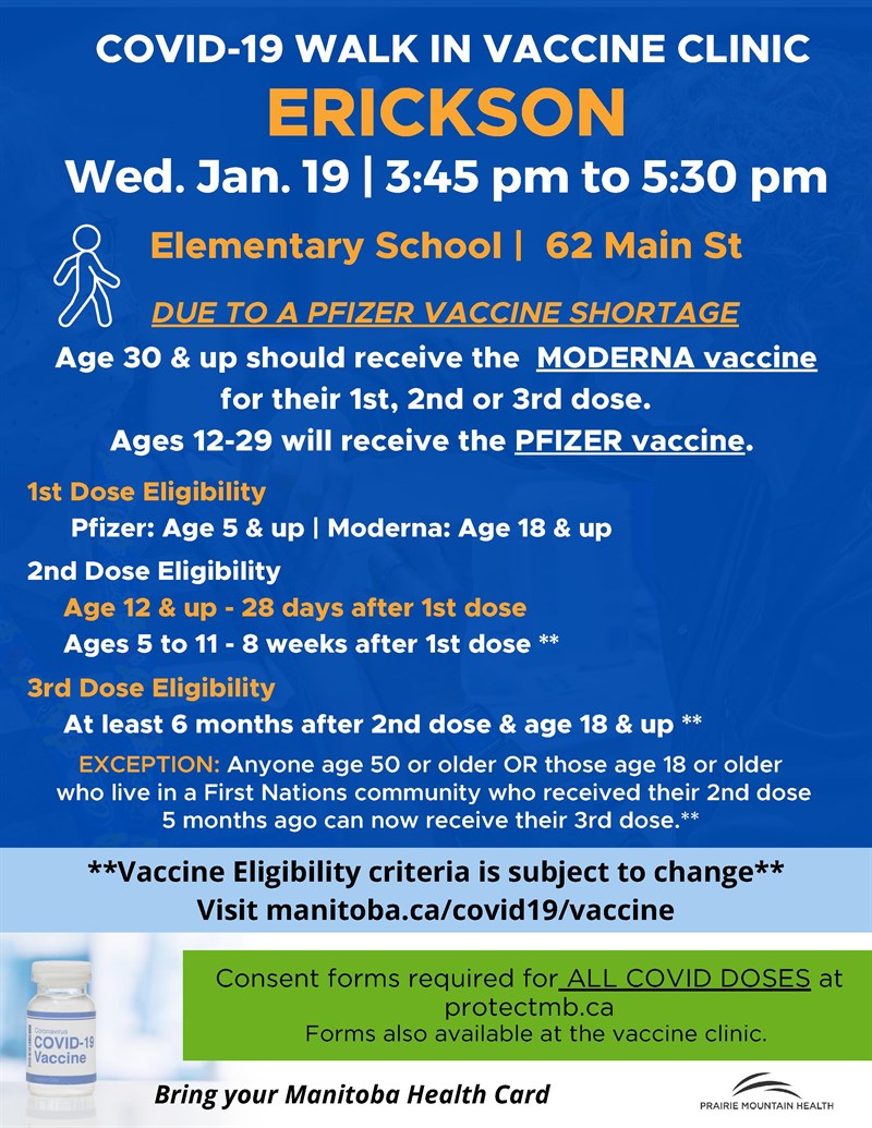 Erickson Covid-19 Walk in Vaccine Clinic